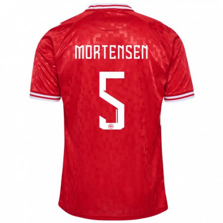 Kandiny Deti Dánsko Gustav Mortensen #5 Červená Dresy Hazai Csapatmez 24-26 Triĭká