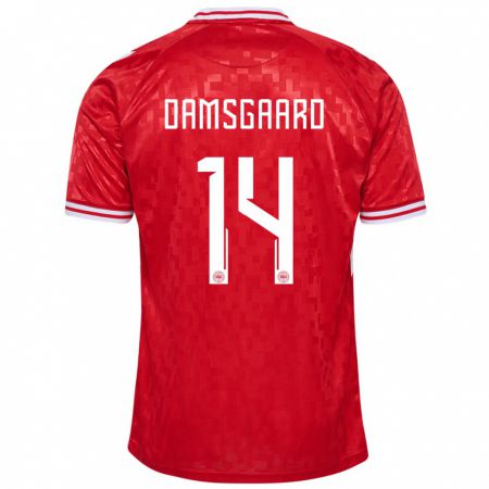Kandiny Deti Dánsko Mikkel Damsgaard #14 Červená Dresy Hazai Csapatmez 24-26 Triĭká