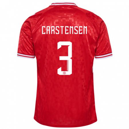 Kandiny Deti Dánsko Rasmus Carstensen #3 Červená Dresy Hazai Csapatmez 24-26 Triĭká