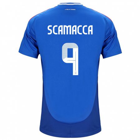 Kandiny Deti Taliansko Gianluca Scamacca #9 Modrá Dresy Hazai Csapatmez 24-26 Triĭká