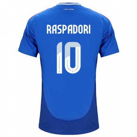 Kandiny Deti Taliansko Giacomo Raspadori #10 Modrá Dresy Hazai Csapatmez 24-26 Triĭká