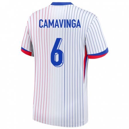 Kandiny Deti Francúzsko Eduardo Camavinga #6 Biely Dresy Idegenbeli Csapatmez 24-26 Triĭká