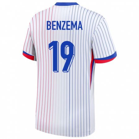 Kandiny Deti Francúzsko Karim Benzema #19 Biely Dresy Idegenbeli Csapatmez 24-26 Triĭká