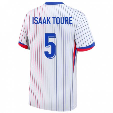 Kandiny Deti Francúzsko Souleymane Isaak Toure #5 Biely Dresy Idegenbeli Csapatmez 24-26 Triĭká