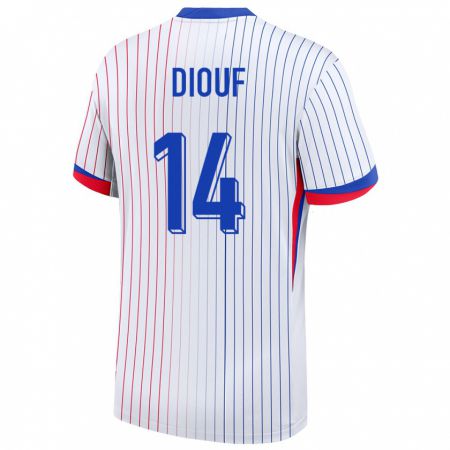 Kandiny Deti Francúzsko Andy Diouf #14 Biely Dresy Idegenbeli Csapatmez 24-26 Triĭká