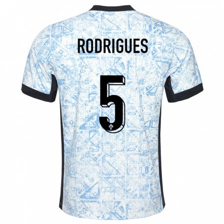 Kandiny Deti Portugalsko Rafael Rodrigues #5 Krémovo Modrá Dresy Idegenbeli Csapatmez 24-26 Triĭká