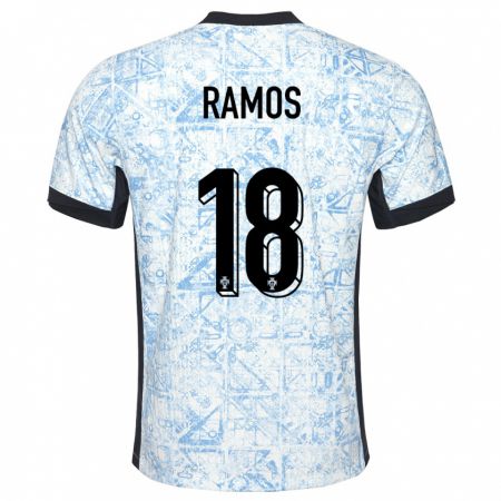 Kandiny Deti Portugalsko Goncalo Ramos #18 Krémovo Modrá Dresy Idegenbeli Csapatmez 24-26 Triĭká