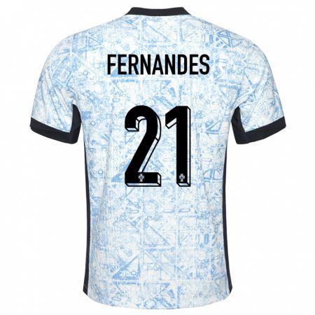 Kandiny Deti Portugalsko Mateus Fernandes #21 Krémovo Modrá Dresy Idegenbeli Csapatmez 24-26 Triĭká
