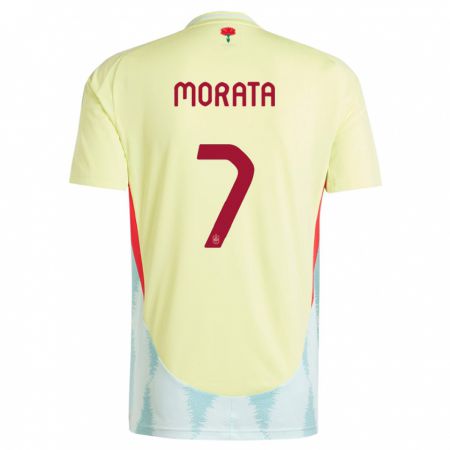 Kandiny Deti Španielsko Alvaro Morata #7 Žltá Dresy Idegenbeli Csapatmez 24-26 Triĭká