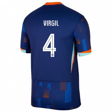 Kandiny Deti Holandsko Virgil Van Dijk #4 Modrá Dresy Idegenbeli Csapatmez 24-26 Triĭká
