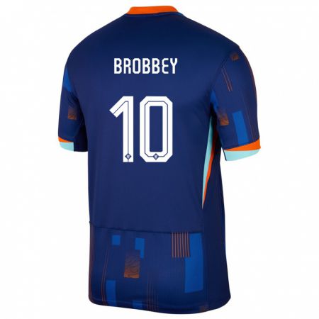 Kandiny Deti Holandsko Brian Brobbey #10 Modrá Dresy Idegenbeli Csapatmez 24-26 Triĭká