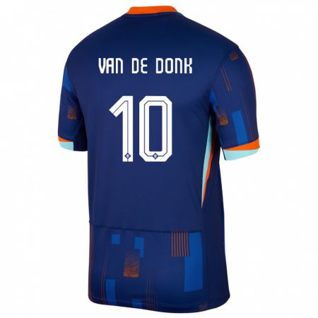 Kandiny Deti Holandsko Danielle Van De Donk #10 Modrá Dresy Idegenbeli Csapatmez 24-26 Triĭká