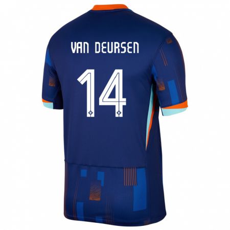 Kandiny Deti Holandsko Eva Van Deursen #14 Modrá Dresy Idegenbeli Csapatmez 24-26 Triĭká