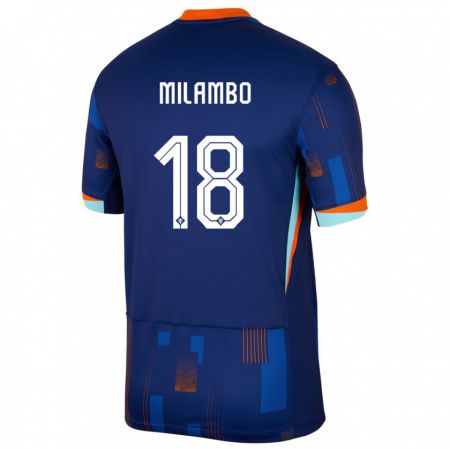 Kandiny Deti Holandsko Antoni Milambo #18 Modrá Dresy Idegenbeli Csapatmez 24-26 Triĭká