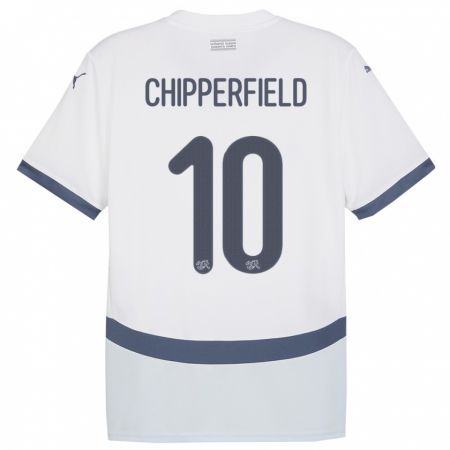 Kandiny Deti Švajčiarsko Liam Chipperfield #10 Biely Dresy Idegenbeli Csapatmez 24-26 Triĭká