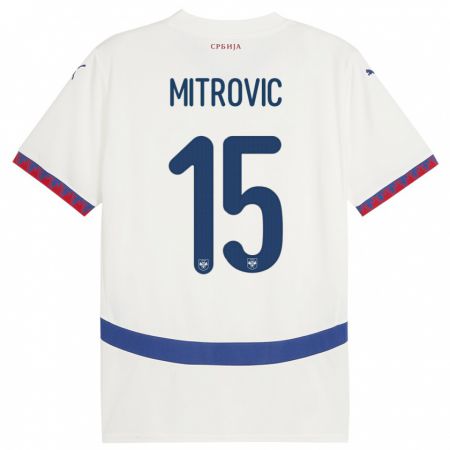 Kandiny Deti Srbsko Stefan Mitrovic #15 Biely Dresy Idegenbeli Csapatmez 24-26 Triĭká