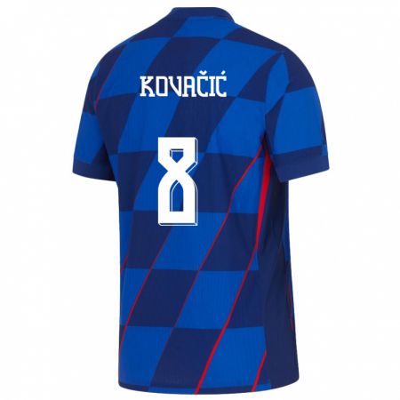 Kandiny Deti Chorvátsko Mateo Kovacic #8 Modrá Dresy Idegenbeli Csapatmez 24-26 Triĭká