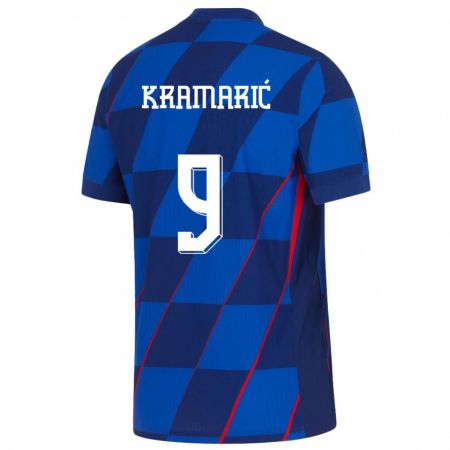 Kandiny Deti Chorvátsko Andrej Kramaric #9 Modrá Dresy Idegenbeli Csapatmez 24-26 Triĭká
