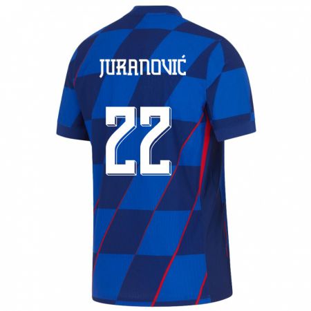 Kandiny Deti Chorvátsko Josip Juranovic #22 Modrá Dresy Idegenbeli Csapatmez 24-26 Triĭká