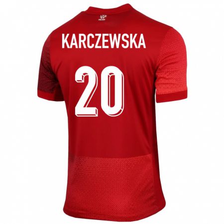 Kandiny Deti Poľsko Nikola Karczewska #20 Červená Dresy Idegenbeli Csapatmez 24-26 Triĭká