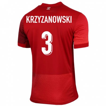 Kandiny Deti Poľsko Jakub Krzyzanowski #3 Červená Dresy Idegenbeli Csapatmez 24-26 Triĭká