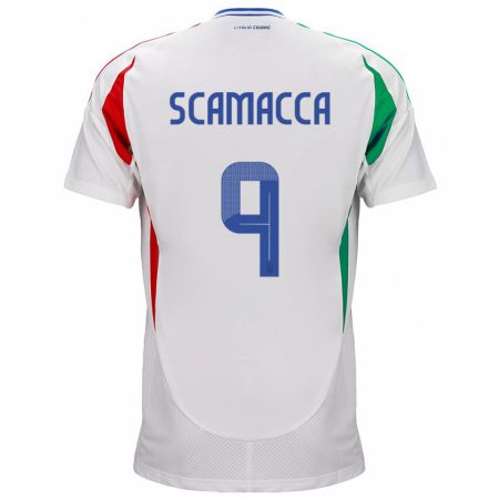 Kandiny Deti Taliansko Gianluca Scamacca #9 Biely Dresy Idegenbeli Csapatmez 24-26 Triĭká