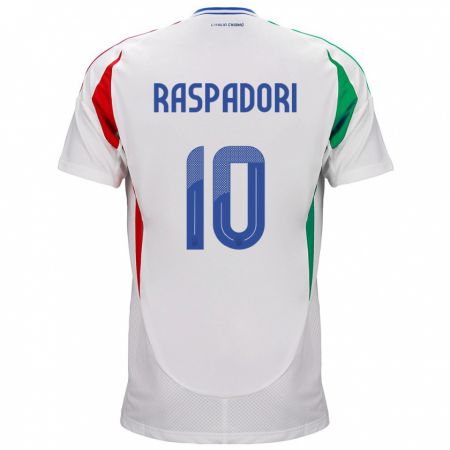Kandiny Deti Taliansko Giacomo Raspadori #10 Biely Dresy Idegenbeli Csapatmez 24-26 Triĭká