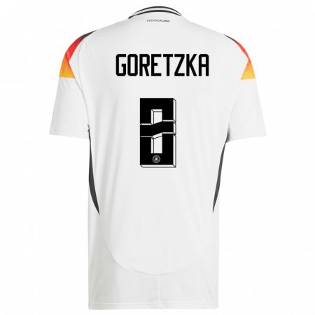 Kandiny Muži Nemecko Leon Goretzka #8 Biely Dresy Hazai Csapatmez 24-26 Triĭká