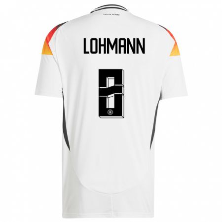 Kandiny Muži Nemecko Sydney Lohmann #8 Biely Dresy Hazai Csapatmez 24-26 Triĭká