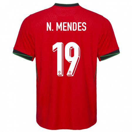 Kandiny Muži Portugalsko Nuno Mendes #19 Červená Dresy Hazai Csapatmez 24-26 Triĭká