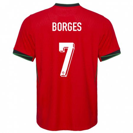 Kandiny Muži Portugalsko Carlos Borges #7 Červená Dresy Hazai Csapatmez 24-26 Triĭká