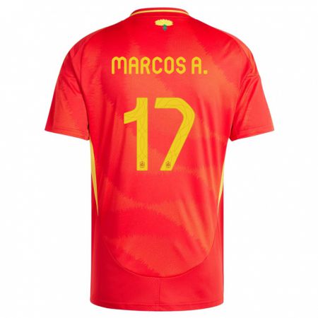 Kandiny Muži Španielsko Marcos Alonso #17 Červená Dresy Hazai Csapatmez 24-26 Triĭká