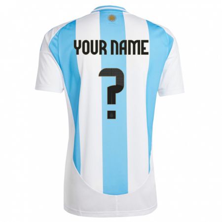 Kandiny Muži Argentína Tvoje Meno #0 Biela Modrá Dresy Hazai Csapatmez 24-26 Triĭká