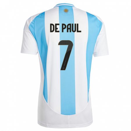 Kandiny Muži Argentína Rodrigo De Paul #7 Biela Modrá Dresy Hazai Csapatmez 24-26 Triĭká
