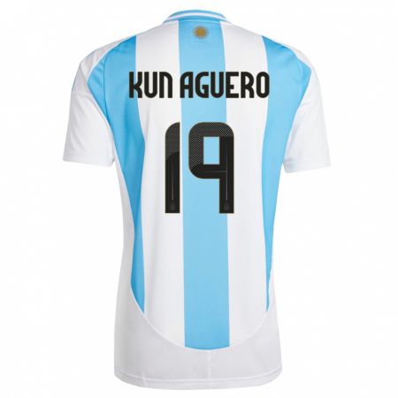 Kandiny Muži Argentína Sergio Aguero #19 Biela Modrá Dresy Hazai Csapatmez 24-26 Triĭká