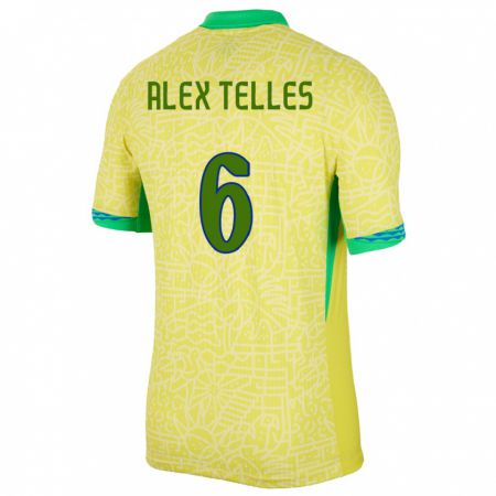 Kandiny Muži Brazília Alex Telles #6 Žltá Dresy Hazai Csapatmez 24-26 Triĭká
