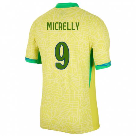 Kandiny Muži Brazília Micaelly #9 Žltá Dresy Hazai Csapatmez 24-26 Triĭká