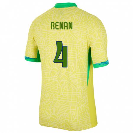 Kandiny Muži Brazília Robert Renan #4 Žltá Dresy Hazai Csapatmez 24-26 Triĭká