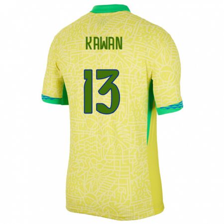 Kandiny Muži Brazília Lucas Kawan #13 Žltá Dresy Hazai Csapatmez 24-26 Triĭká
