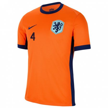 Kandiny Muži Holandsko Virgil Van Dijk #4 Oranžová Dresy Hazai Csapatmez 24-26 Triĭká