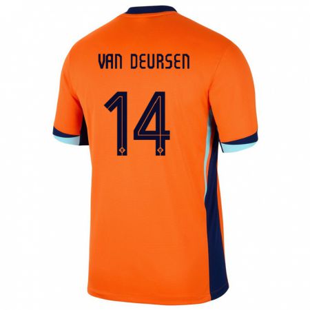 Kandiny Muži Holandsko Eva Van Deursen #14 Oranžová Dresy Hazai Csapatmez 24-26 Triĭká