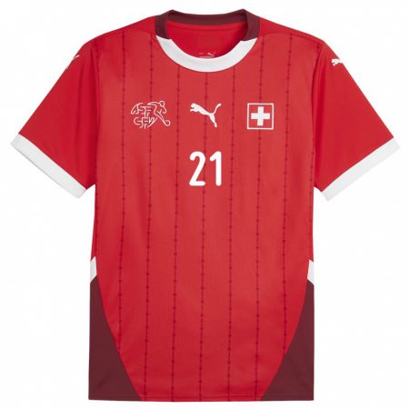 Kandiny Muži Švajčiarsko Gregor Kobel #21 Červená Dresy Hazai Csapatmez 24-26 Triĭká