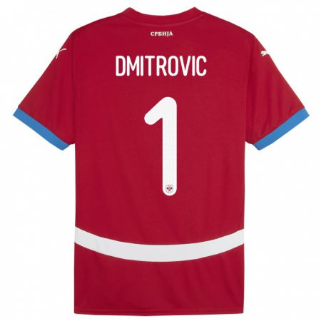 Kandiny Muži Srbsko Marko Dmitrovic #1 Červená Dresy Hazai Csapatmez 24-26 Triĭká