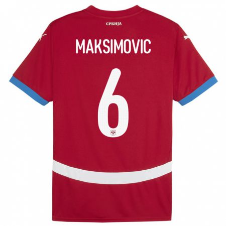 Kandiny Muži Srbsko Nemanja Maksimovic #6 Červená Dresy Hazai Csapatmez 24-26 Triĭká