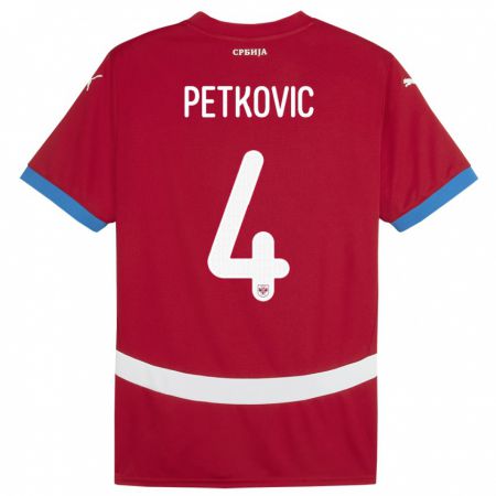 Kandiny Muži Srbsko Nikola Petkovic #4 Červená Dresy Hazai Csapatmez 24-26 Triĭká