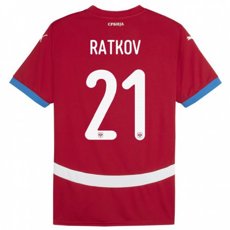 Kandiny Muži Srbsko Petar Ratkov #21 Červená Dresy Hazai Csapatmez 24-26 Triĭká