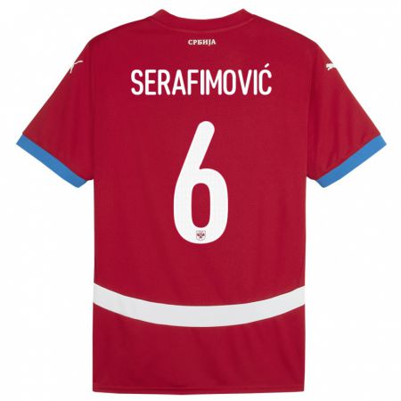 Kandiny Muži Srbsko Vojin Serafimovic #6 Červená Dresy Hazai Csapatmez 24-26 Triĭká