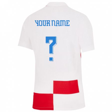 Kandiny Muži Chorvátsko Tvoje Meno #0 Biela Červená Dresy Hazai Csapatmez 24-26 Triĭká