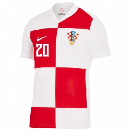 Kandiny Muži Chorvátsko Nika Petaric #20 Biela Červená Dresy Hazai Csapatmez 24-26 Triĭká
