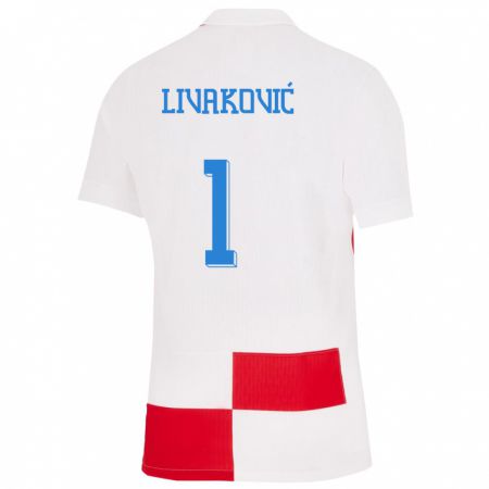 Kandiny Muži Chorvátsko Dominik Livakovic #1 Biela Červená Dresy Hazai Csapatmez 24-26 Triĭká